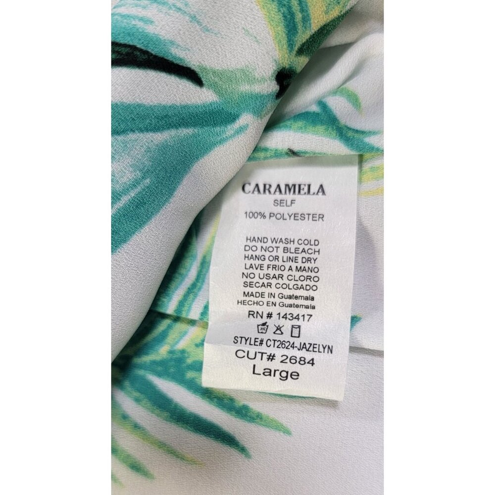 Caramela Beach Cover-up Womens Lrg Loose Fit Plam Leaf Design Polyester New - Picture 6 of 6